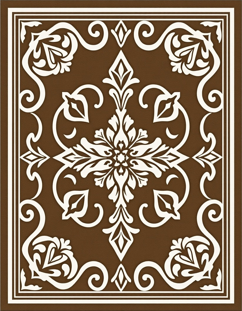 Elegant Floral Scrollwork Pattern Rug