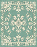 Elegant Teal Ivory Floral Border Rug