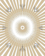 Radiating Sunburst Floral Mandala Pattern Rug