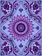 Purple Floral Mandala Medallion Pattern Rug