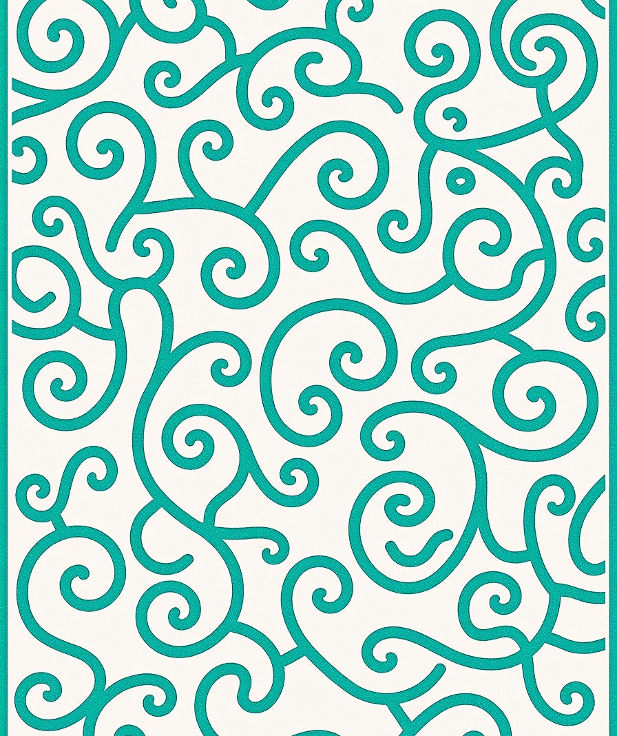Turquoise Swirl Vintage Inspired Pattern Rug