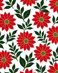 Bold Red Floral Leaf Arrangement Rug