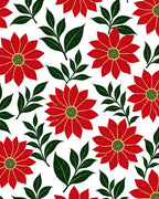 Bold Red Floral Leaf Arrangement Rug