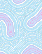 Soft Blue White Pink Swirl Pattern Rug