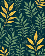 Green and Yellow Leaf Pattern Rug