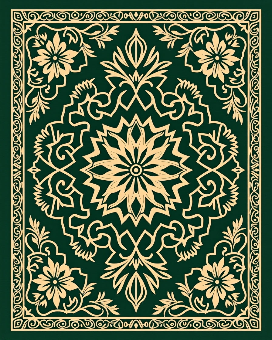 Intricate Floral Medallion Pattern Rug