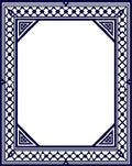 Classic Blue Geometric Border Pattern Rug