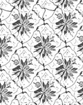 Monochromatic Floral And Line Art Design Rug