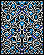 Abstract Blue White Swirl Floral Rug