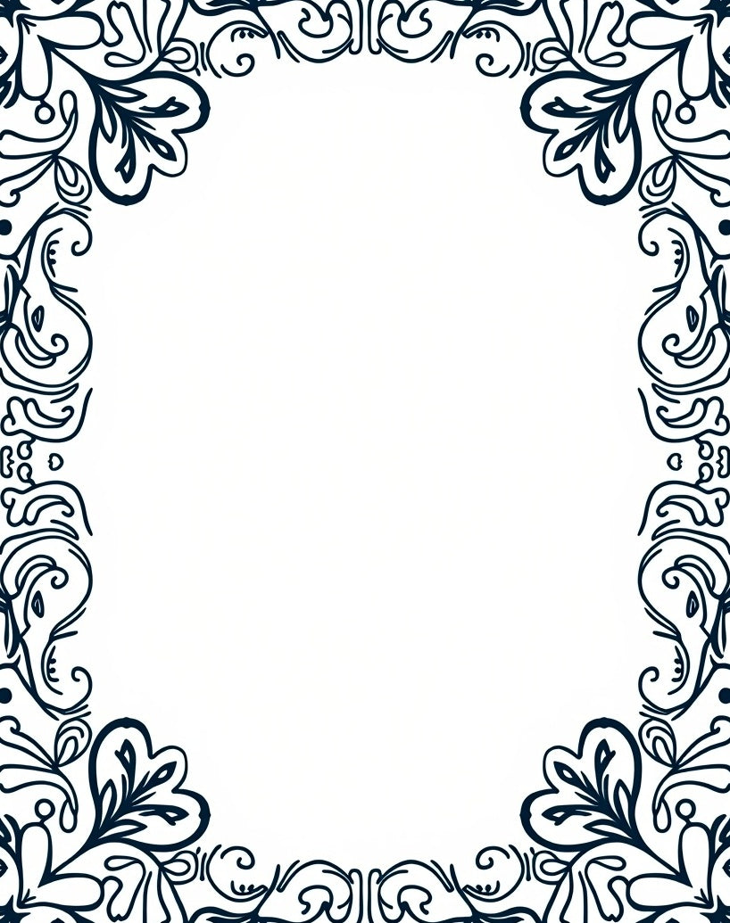 Elegant Outline Floral Border Design Rug