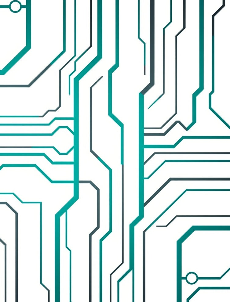 Circuit Board Patterned Teal Rug