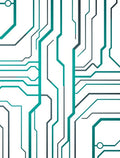 Circuit Board Patterned Teal Rug