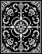 Classic Black White Scrollwork Floral Rug