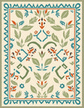 Nature Inspired Geometric Botanical Pattern Rug