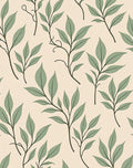 Leafy Branch Patterned Light Beige Rug