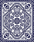 Classic Indigo Floral Symmetry Rug