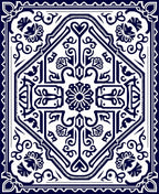 Classic Indigo Floral Symmetry Rug