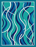 Blue Teal Swirling Lines Rug