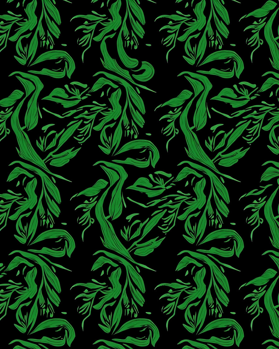 Dynamic Green Leaf Abstract Pattern Rug