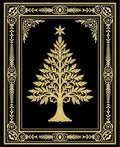 Golden Christmas Tree Ornate Border Rug