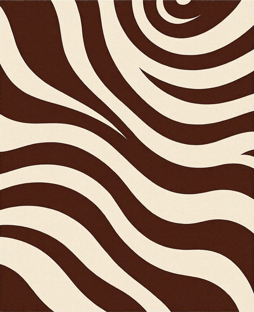 Bold Cream Brown Swirl Pattern Rug