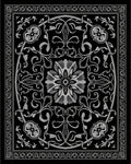 Elegant Black Floral Scrollwork Rug