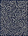 Classic Floral Swirls Navy Cream Rug