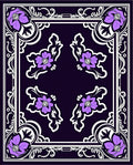 Ornate Purple Floral Frame Rug