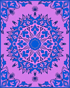 Bold Indigo Floral Mandala Design Rug