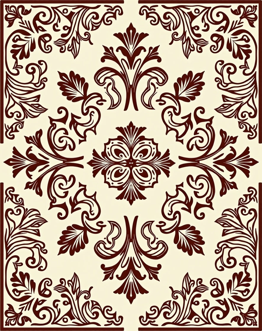 Rich Foliate Scrollwork Damask Rug