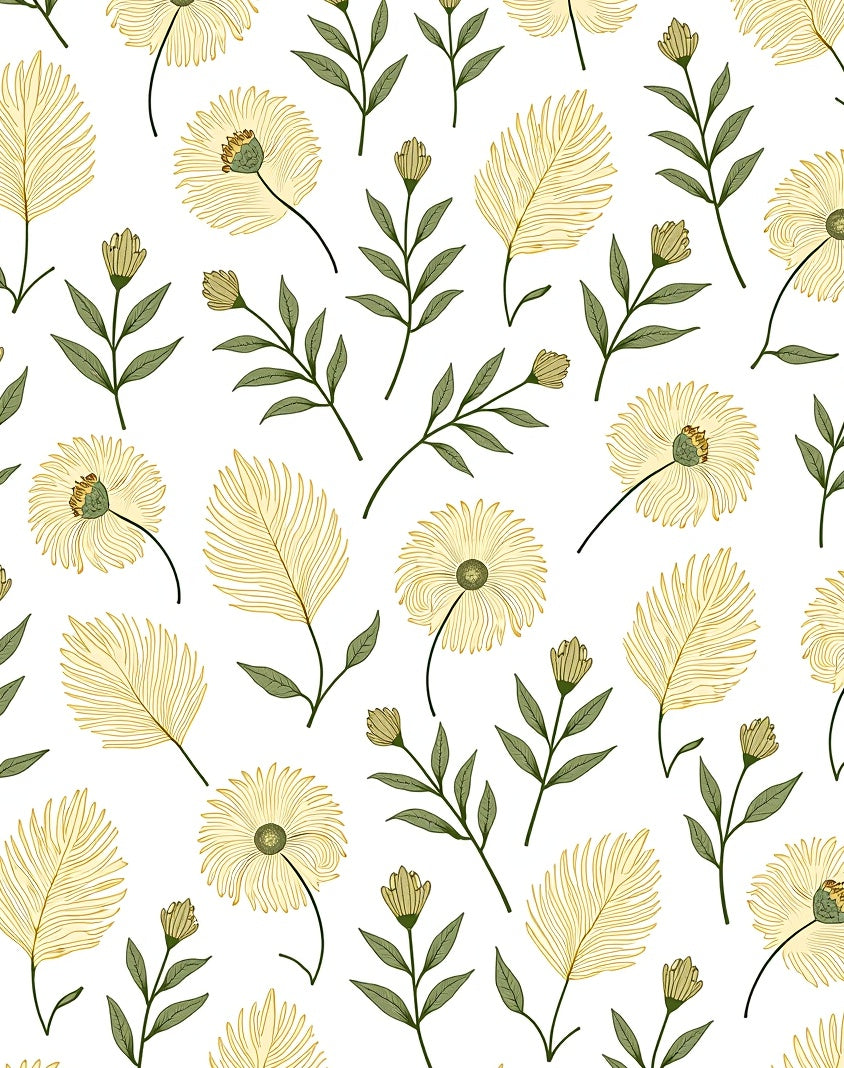 Delicate Floral Botanical Artistry Design Rug