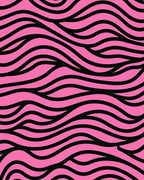 Pink Black Abstract Waves Pattern Rug