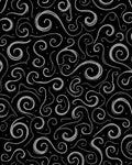 Elegant Swirl Pattern on Black Background Rug