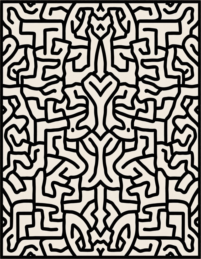 Bold Abstract Maze Pattern Rug
