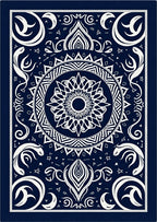 Intricate Blue White Mandala Pattern Design Rug