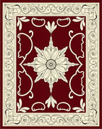Elaborate Floral Scrollwork Patterned Rug
