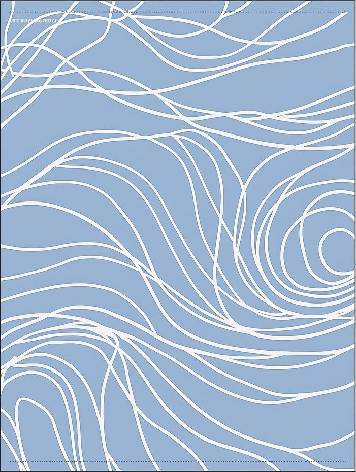 Serene Blue White Swirl Pattern Rug