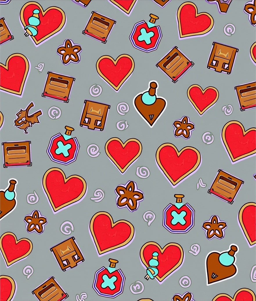 Red Heart Potion Pattern Design Rug