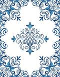 Blue Baroque Scrollwork Pattern Rug