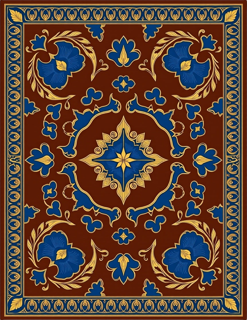 Rich Floral Medallion And Border Design Rug