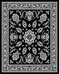 Black White Floral Paisley Border Design Rug