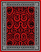 Bold Red Swirling Abstract Design Rug