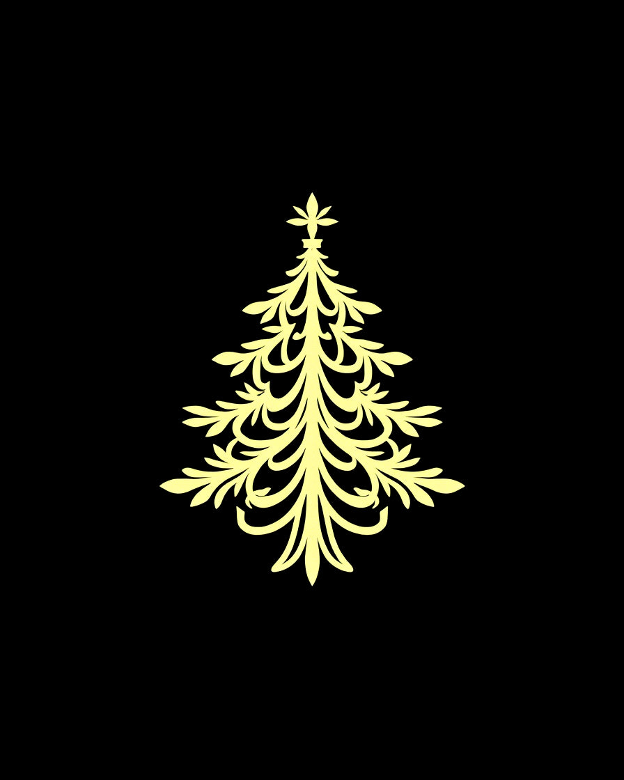 Elegant Yellow Christmas Tree Silhouette Rug