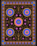 Vibrant Floral Medallion Black Pattern Rug