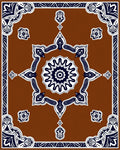 Intricate Starburst Brown Blue Ornament Dye Design Rug