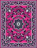 Vibrant Pink Mandala Floral Design Rug