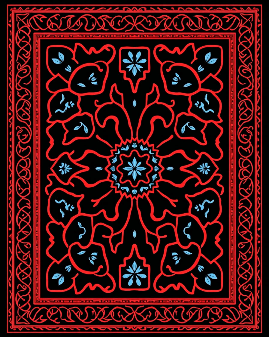 Red Floral Intricate Medallion Rug