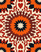 Retro Floral Starburst Pattern Rug
