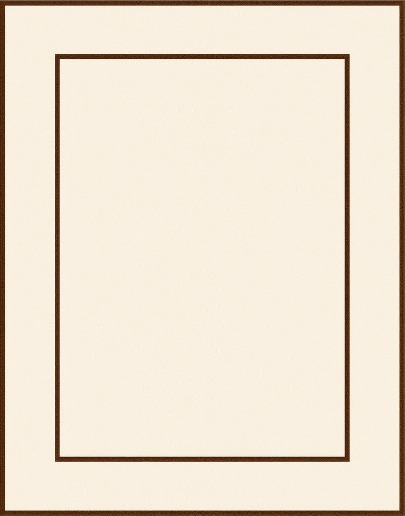 Cream Brown Striped Border Rug