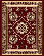 Crimson Gold Medallion Starburst Border Rug